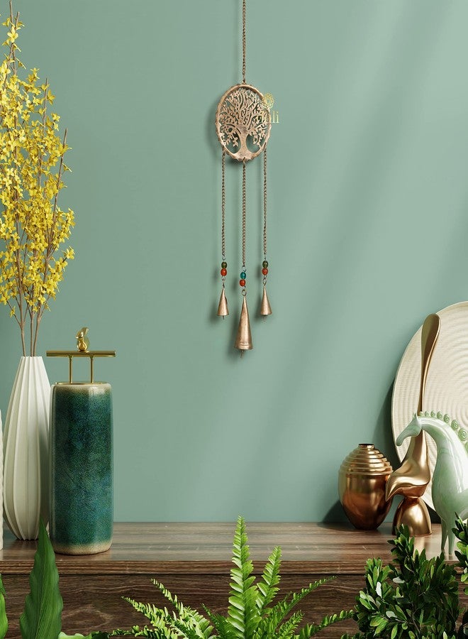 DULI دلاية جدارية معدنية على شكل جرس رياح من دولي، فنغ شوي، فن جداري، ديكور جداري، طاقة إيجابية، معلقات جدارية ريفية، فن جداري، ديكور ديوالي، أجراس معلقة لتزيين المنزل (معدن - شجرة الحياة الصغيرة) - Image 2